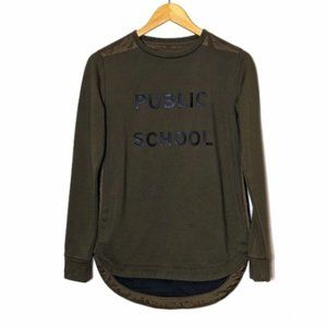 Public School NY Spell Out Sweatshirt Top Satin Trimmed Tunic XS